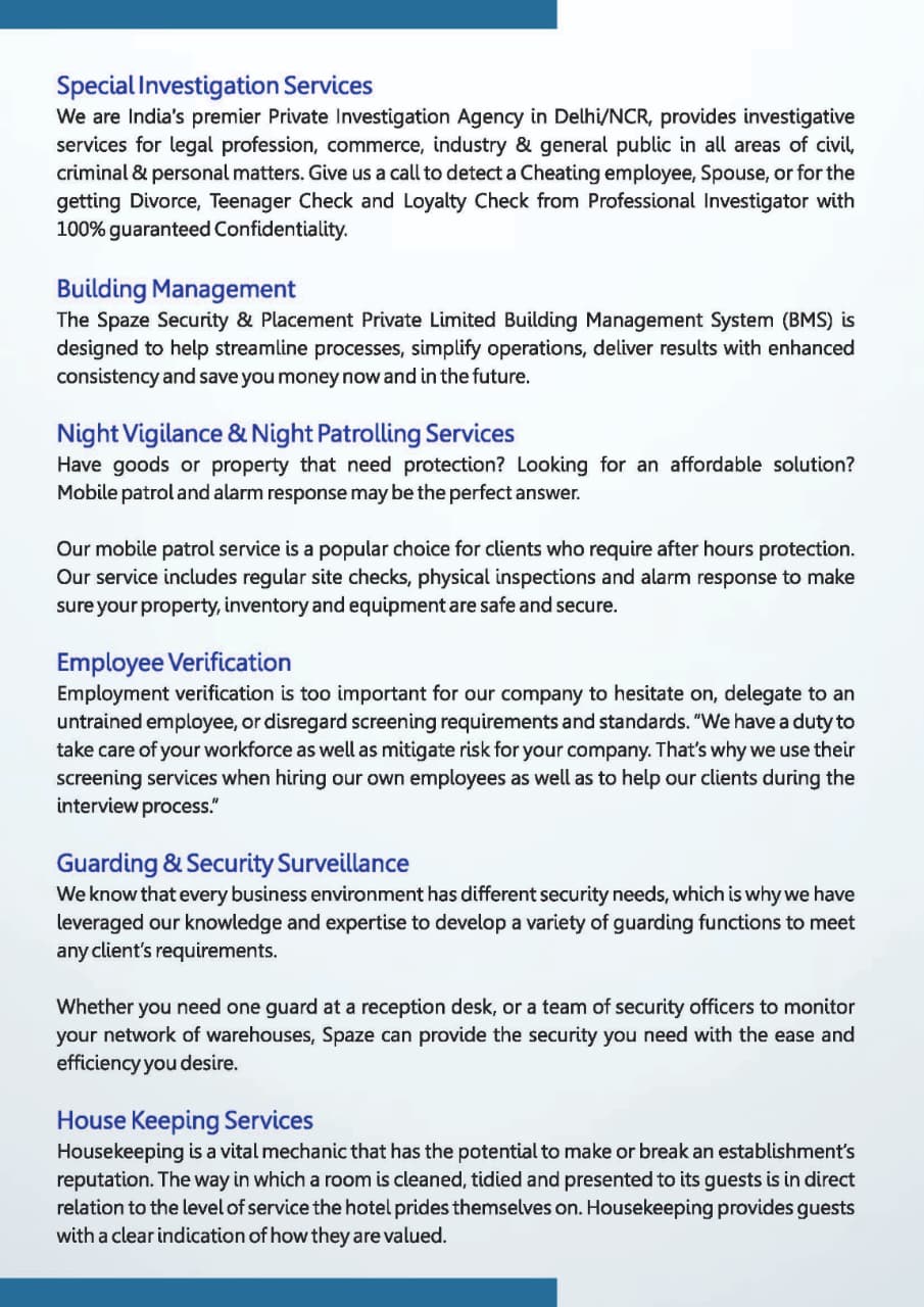 spaze security Agency in Delhi NCR